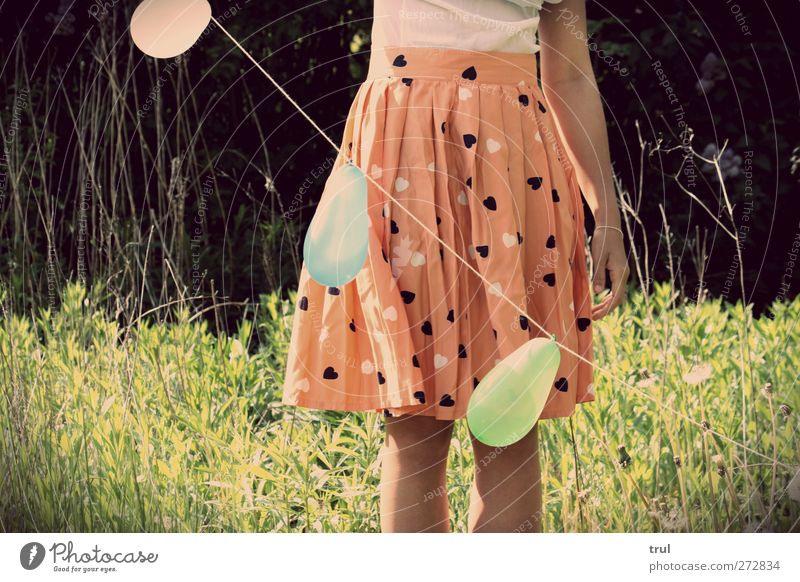 Balloon light life Feminine Young woman Youth (Young adults) Arm Legs Feet 1 Human being 18 - 30 years Adults Sun Plant Flower Grass Garden Shirt Skirt Stand