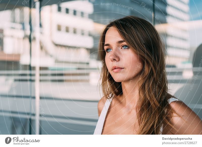 Close up portrait of a beautiful young woman Woman Portrait photograph Close-up Blonde Smiling Happy Face Girl Loneliness White Beautiful Youth (Young adults)