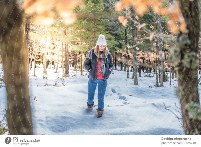 Young beautiful woman in winter in the snow Winter Woman Snow Youth (Young adults) Happy Blonde Beautiful Girl Caucasian Adults Fashion Walking Skin