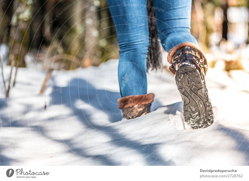 portrait woman boots on a road with snow in winter walking Boots Walking Winter Snow Woman Portrait photograph Youth (Young adults) Street Close-up Beautiful