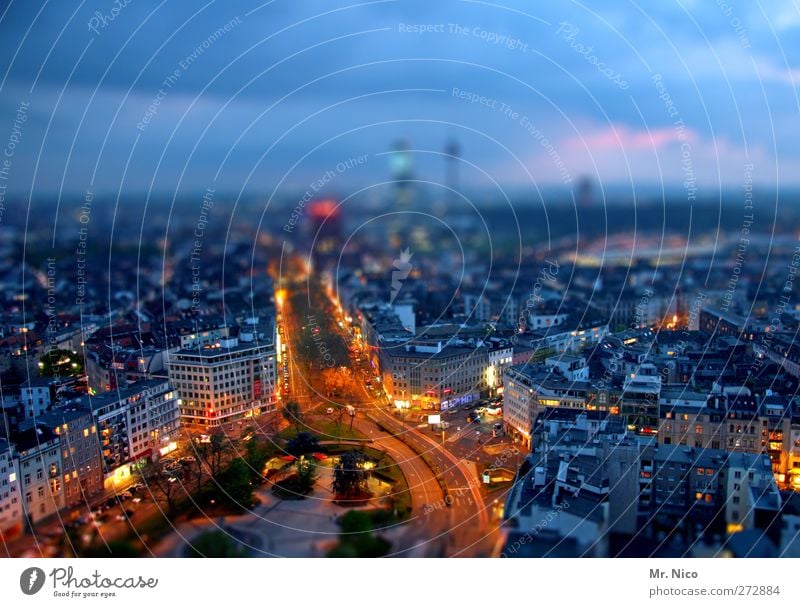 Big City Lights II Sky Clouds Town Downtown Skyline Populated High-rise Building Architecture Road traffic Street Crossroads Life Night life Stress Electricity