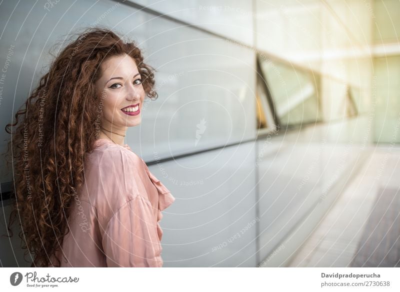 Portrait of a happy beautiful young redhead woman Woman Red-haired Smiling Portrait photograph Happy Face Beauty Photography Girl Ginger Curly Loneliness White