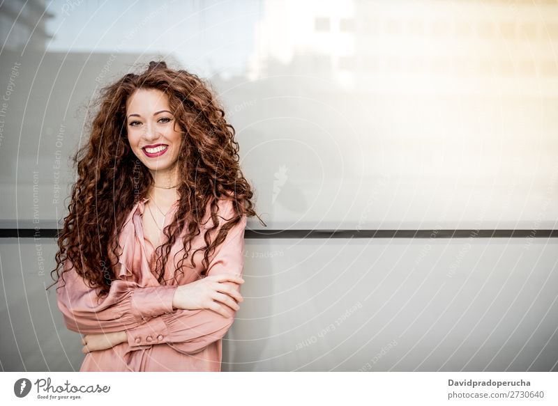 Portrait of a happy beautiful young redhead woman Woman Red-haired Smiling Portrait photograph Happy Face Beauty Photography Girl Ginger Curly Loneliness White