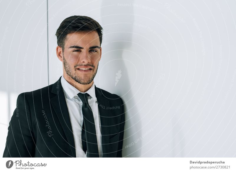 portrait of young  businessman smiling at the airport with suit Portrait photograph Close-up Businessman Youth (Young adults) Man Stand Isolated Airport Smiling