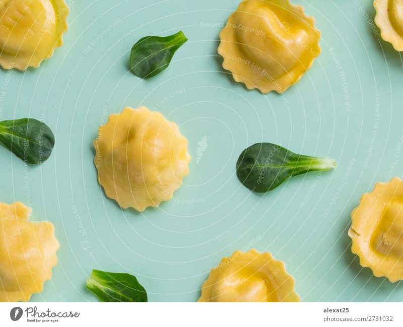 Green raw ravioli pattern Lunch Dinner Delicious Creativity Tradition background Cooking flat food Gourmet Horizontal isolated lay Meal Photography Ravioli Raw