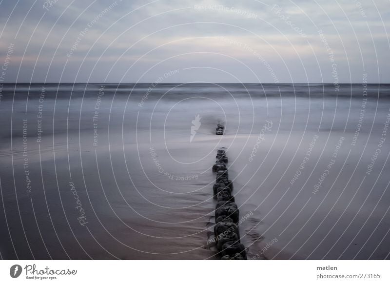 onndulation Landscape Sand Water Sky Clouds Storm clouds Bad weather Waves Coast Ocean Blue Gray Break water Subdued colour Exterior shot Deserted