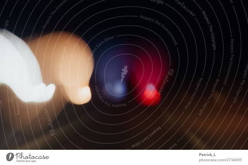 Abstract lights from road traffic Circle Creativity Light (Natural Phenomenon) Reflection White Red Yellow flare Lens flare Dark Exceptional Colour photo