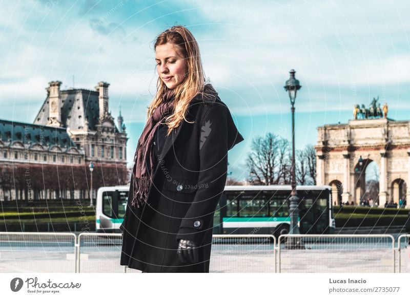 Girl at Louvre Museum in Paris, France Vacation & Travel Tourism Winter Woman Adults Art Culture Palace Places Building Architecture Monument Blonde Red-haired