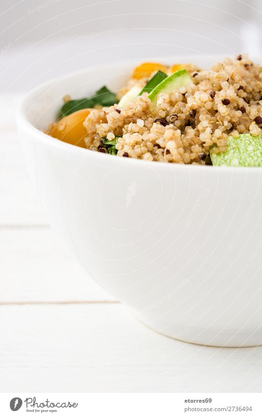 Quinoa bowl with tomatoes, zucchini and lime quinoa Vegan diet Vegetable Tomato Spinach Bowl Healthy Eating Diet Heap Grain Agriculture Preparation Crunchy