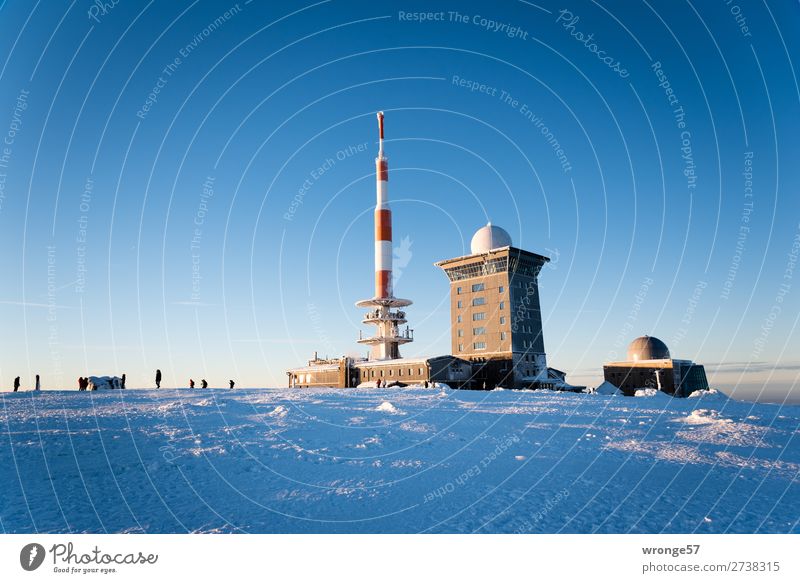 The highest mountain in the north Tourism Mountain Hiking Nature Sky Cloudless sky Winter Beautiful weather Ice Frost Snow Brocken Harz Peak Snowcapped peak