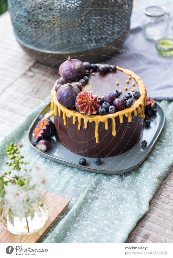 Delicious chocolate cake Chocolate Chocolate cake Cake bake a cake Figs Birthday Birthday celebration cute sweets Baking Baking at home Summer's day nibble