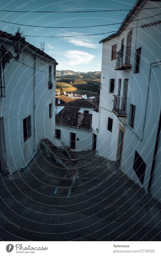 View into the green Vacation & Travel Tourism Trip Far-off places City trip Summer Sun Hill Mountain Spain Village Small Town Outskirts Old town