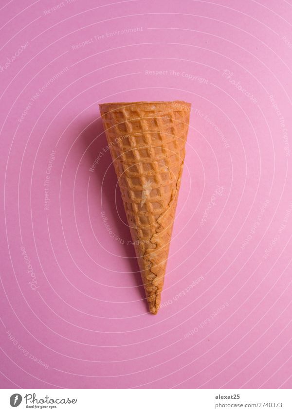 Ice cream cone on pink background Dessert Well-being Vacation & Travel Summer Gastronomy Fresh Delicious Pink White Calorie cold cornet empty flavor food ice