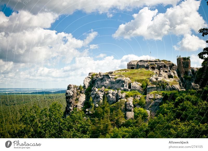 Rock festival(ung) Landscape Sky Clouds Tourist Attraction Felsenburg Rainstone Old Historic Romance Adventure Fortress rock castle Castle Mountain Timeless