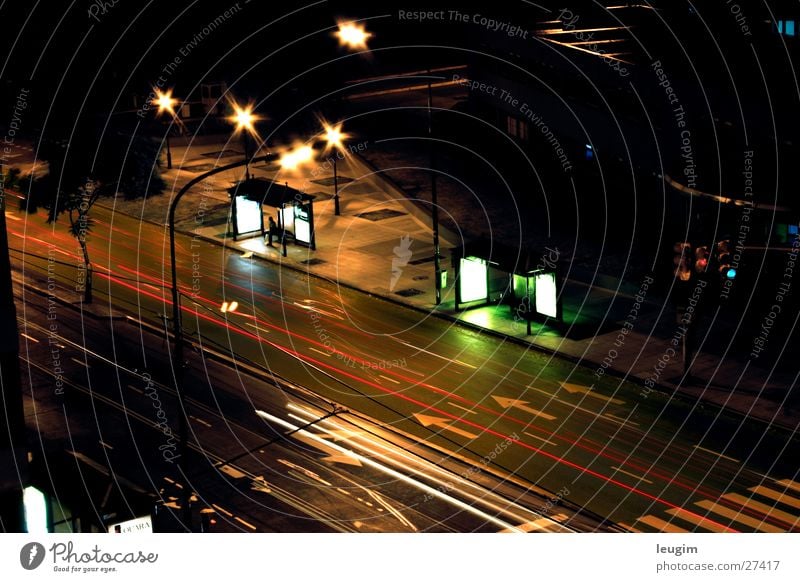 sola Night Bus stop Long exposure Light Buenos Aires Argentina Dark Loneliness Street Car Movement Avenida Centenario Spoon bait