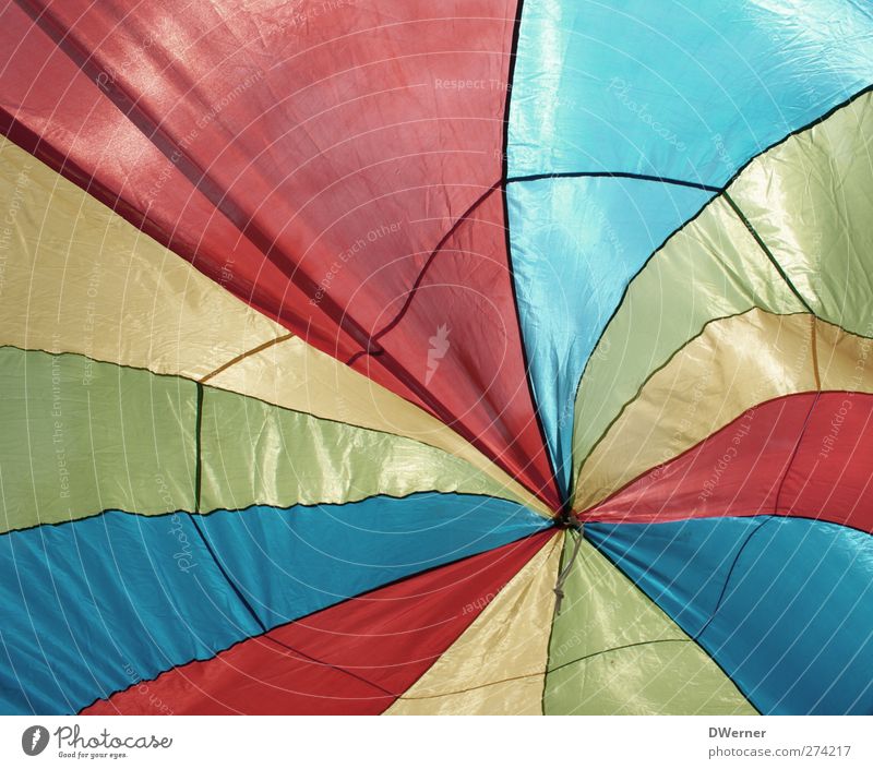 variegated Work of art Hot Air Balloon Cloth Stripe Movement Glittering Multicoloured Prismatic colors Colour photo Subdued colour Exterior shot Detail