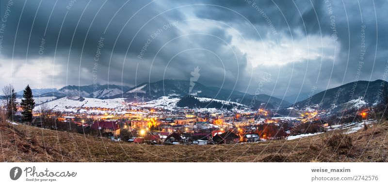 Storm clouds over mountain range panorama Vacation & Travel Tourism Trip Far-off places Sightseeing Winter Snow Mountain House (Residential Structure)