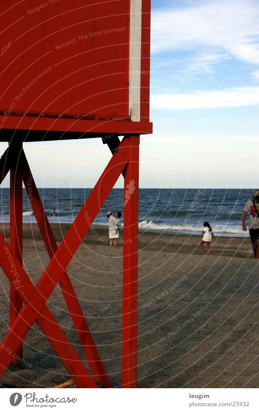 Mar Azul con red Red Beach Ocean Argentina Sand Blue Sky bath attendant