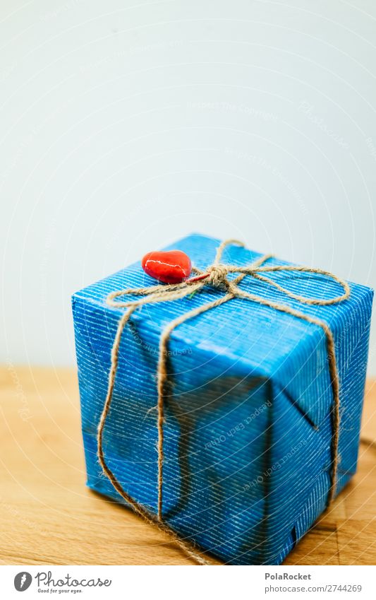 #S# Gift Bow Happy Gift wrapping Sincere Heart Red Surprise String Blue Friendliness Party Curiosity Colour photo Interior shot Close-up Deserted Copy Space top