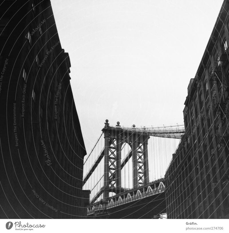 dumbo Vacation & Travel Tourism Trip City trip New York City Deserted High-rise Bridge Manmade structures Manhattan Bridge Stone Concrete Metal Old Threat