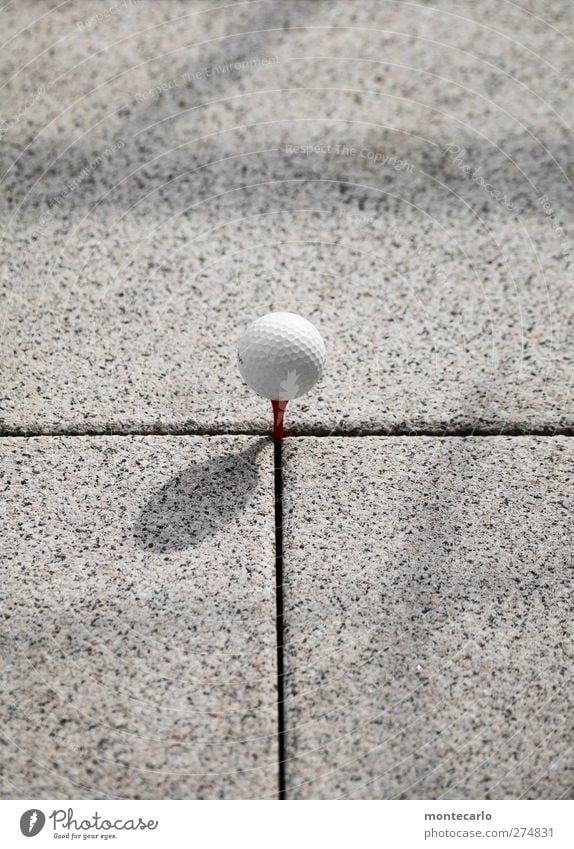 OfficeTerracesGolf Leisure and hobbies Playing Golf ball Stone Plastic Round White Colour photo Exterior shot Close-up Detail Deserted Copy Space top