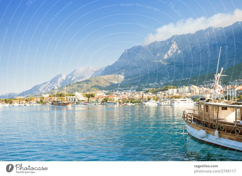 Makarska, Dalmatia, Croatia Adriatic Sea Bay Watercraft Town Coast Europe Fishing village Harbour Historic Landscape Mediterranean sea Mountain Nature Rock