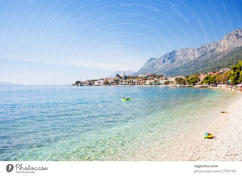 GRADAC, CROATIA Adriatic Sea Air mattress Bay Beach Coast Croatia Dalmatia Fishing village Gradac Gravel Sand Idyll Landscape Mediterranean sea Mountain Nature