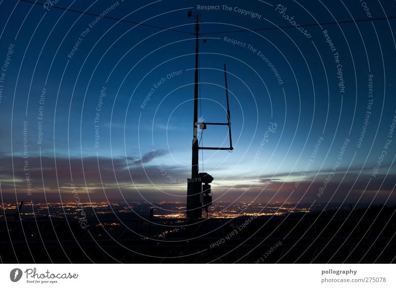 Good night Freiburg Environment Nature Landscape Sky Clouds Spring Summer Beautiful weather Small Town Downtown Antenna Calm Fatigue Beginning Night Night sky