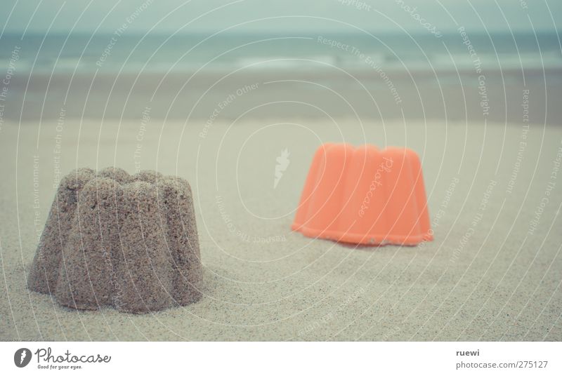 Sand mold and finished sand cake on the beach Sand cake Playing Summer Summer vacation Beach Ocean Waves Infancy Nature Landscape Water North Sea Sandy beach