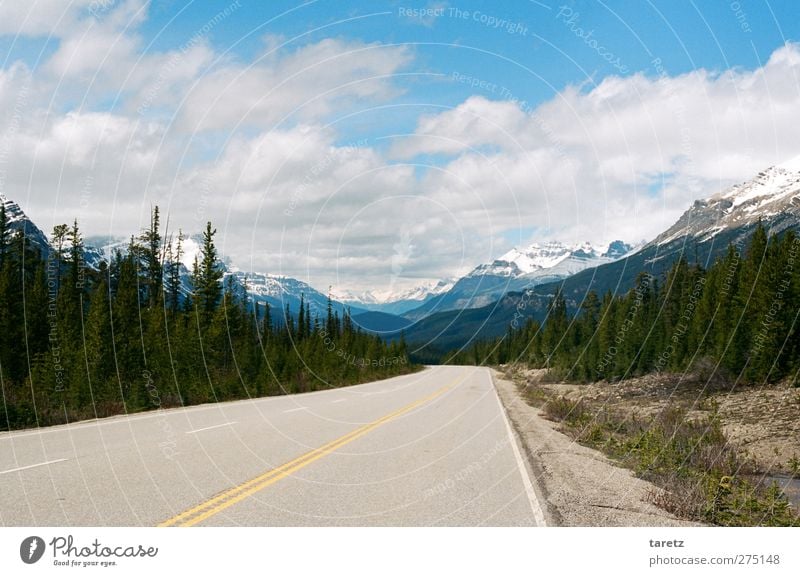 Infinite widths Environment Landscape Clouds Summer Beautiful weather Cedar Mountain Rocky Mountains Mountain range Street Glacier View Highway Adventure