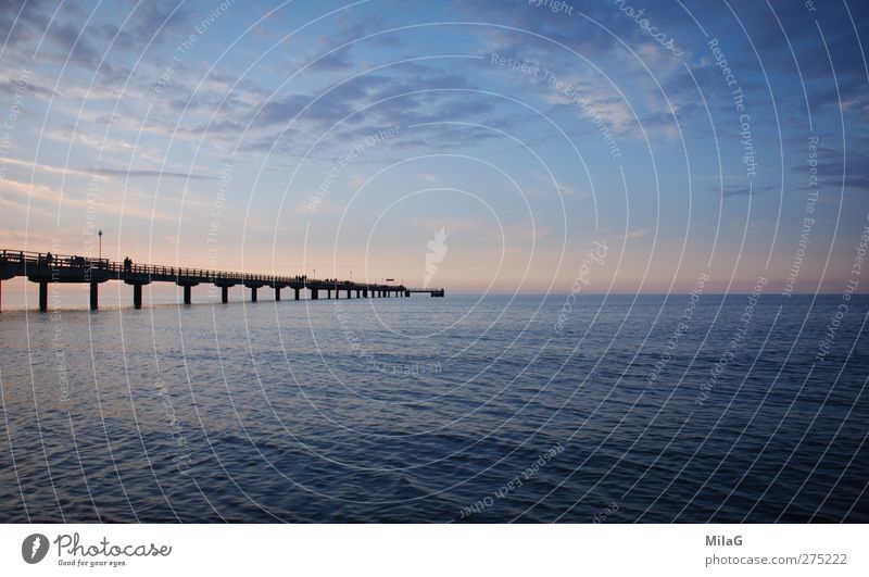 into blue Vacation & Travel Far-off places Freedom Ocean Landscape Sky Coast Baltic Sea Sea bridge Blue Moody Dream Serene Hope Horizon Meditative Meditation