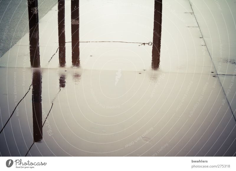 mirroring Places Wet Gray Black Rainwater Pole Subdued colour Exterior shot Abstract Copy Space bottom Day Contrast Reflection