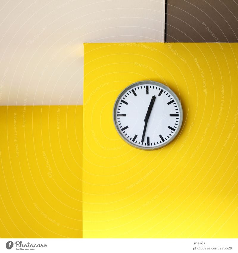 Half past twelve Lifestyle Design Interior design Office Business Meeting Wall (barrier) Wall (building) Sign Clock Esthetic Hip & trendy Modern Yellow Stress