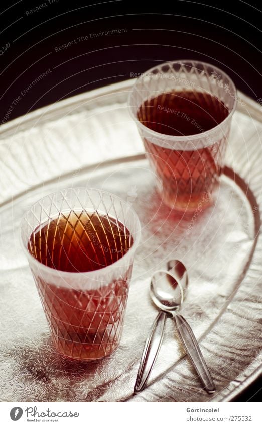 Günaydin! Food Breakfast To have a coffee Beverage Hot drink Tea Glass Spoon Silver Black tea Teatime Turkey Tray Colour photo Interior shot Studio shot