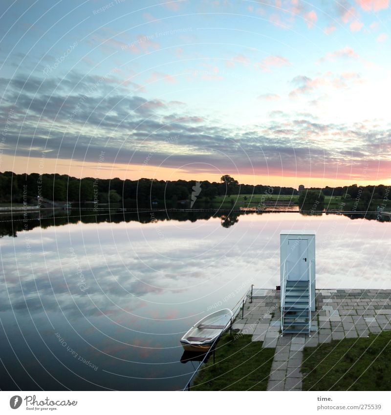 1700 thx! Environment Landscape Water Sky Clouds Horizon Beautiful weather Meadow Forest Lake Harbour Manmade structures Building Tower Rowboat Esthetic Fluid