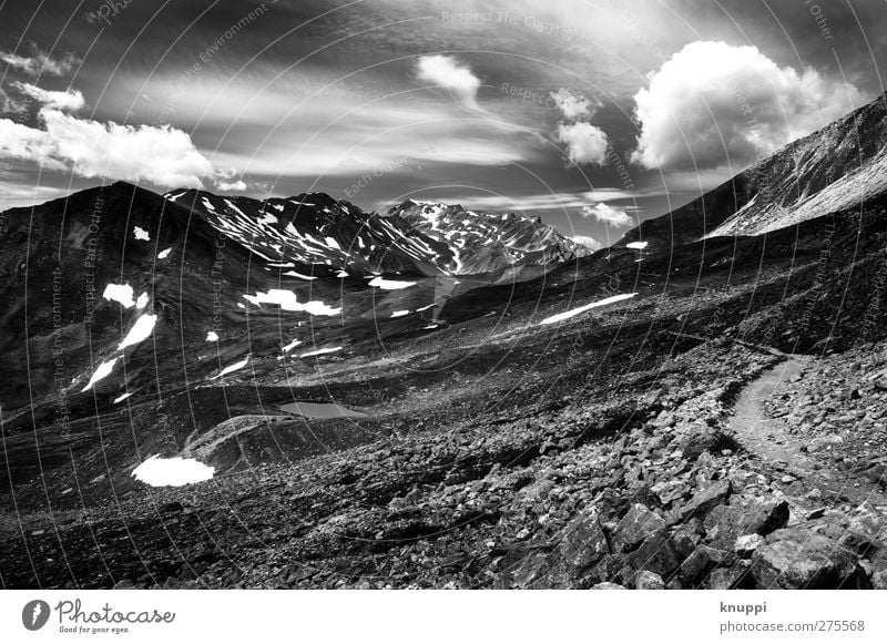 this road is stony and difficult Environment Nature Landscape Elements Earth Air Sky Clouds Sun Sunlight Summer Autumn Weather Beautiful weather Snow Grass