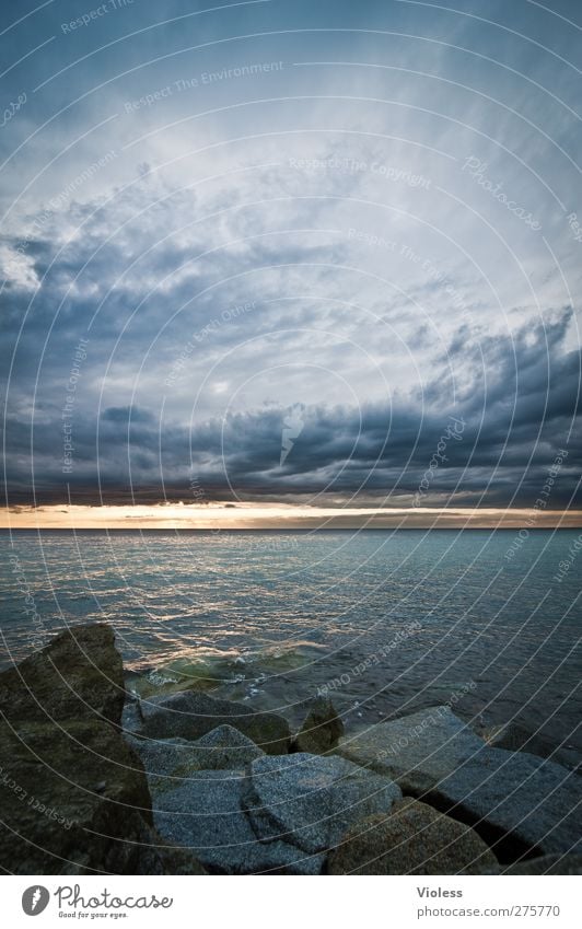 Hiddensee. the rock Environment Nature Landscape Elements Earth Water Sky Clouds Sunrise Sunset Weather Coast Baltic Sea Ocean Threat Fragment Stone