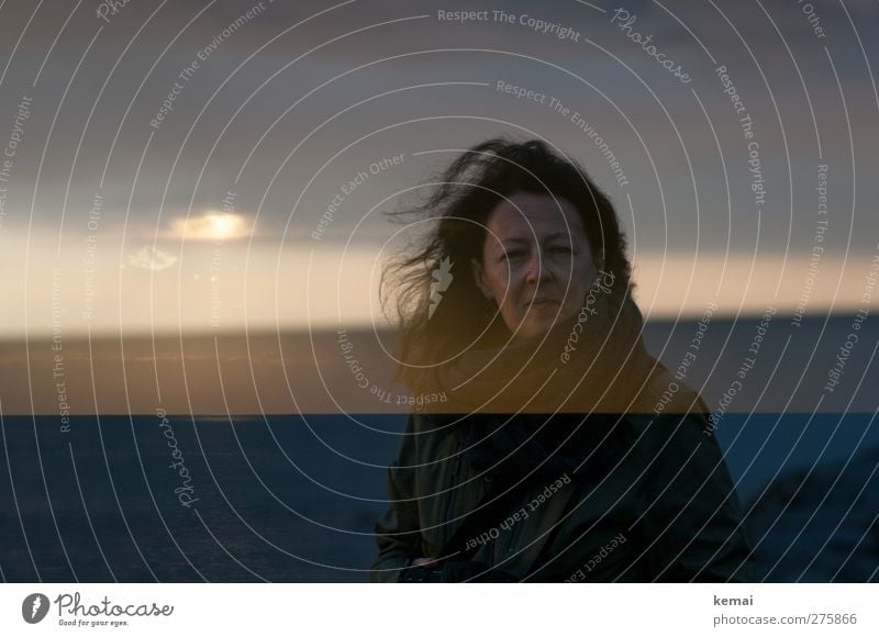 Hiddensee. The sea inside us. Human being Feminine Woman Adults Head Hair and hairstyles Face 1 30 - 45 years Environment Nature Landscape Sky Clouds Sunrise