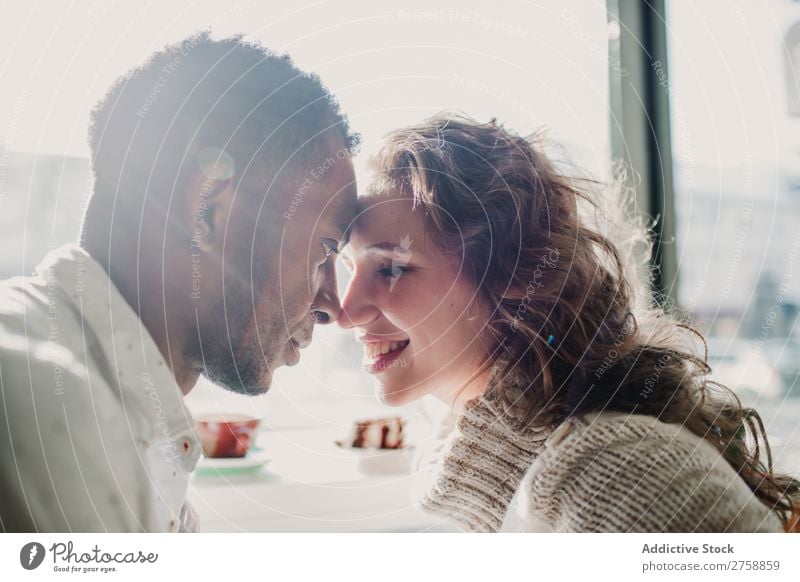 Couple in sweaters bonding multiethnic Style Easygoing Beautiful Sweater Bonding Date Mixed race ethnicity Black Youth (Young adults) Together handsome pretty