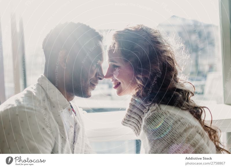 Couple in sweaters bonding multiethnic Style Easygoing Beautiful Sweater Bonding Date Mixed race ethnicity Black Youth (Young adults) Together handsome pretty