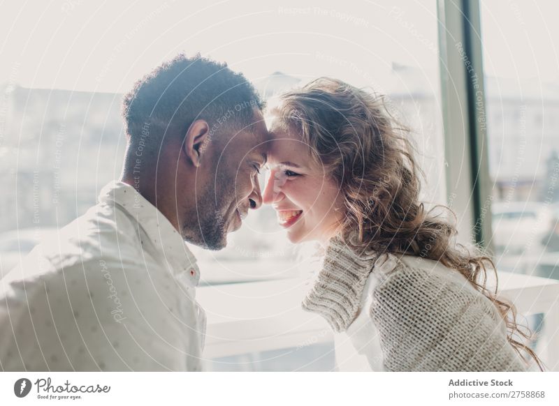 Couple in sweaters bonding multiethnic Style Easygoing Beautiful Sweater Bonding Date Mixed race ethnicity Black Youth (Young adults) Together handsome pretty