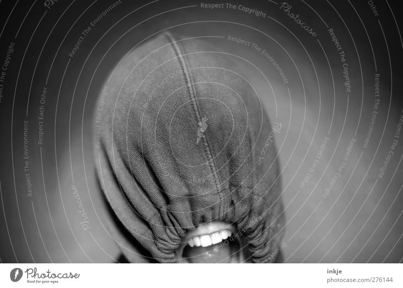 It just wants to play...! Life Head Mouth Teeth 1 Human being Fog Hooded (clothing) Scream Aggression Creepy Wild Emotions Moody Fear Horror Perturbed Anger