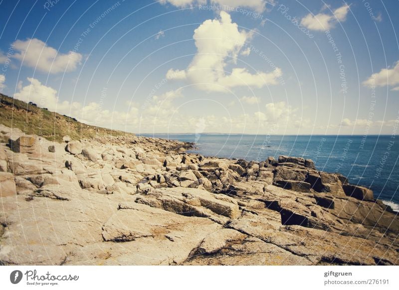 summer should be like this Landscape Elements Earth Water Sky Clouds Horizon Sun Summer Beautiful weather Grass Rock Waves Coast Bay Ocean Island