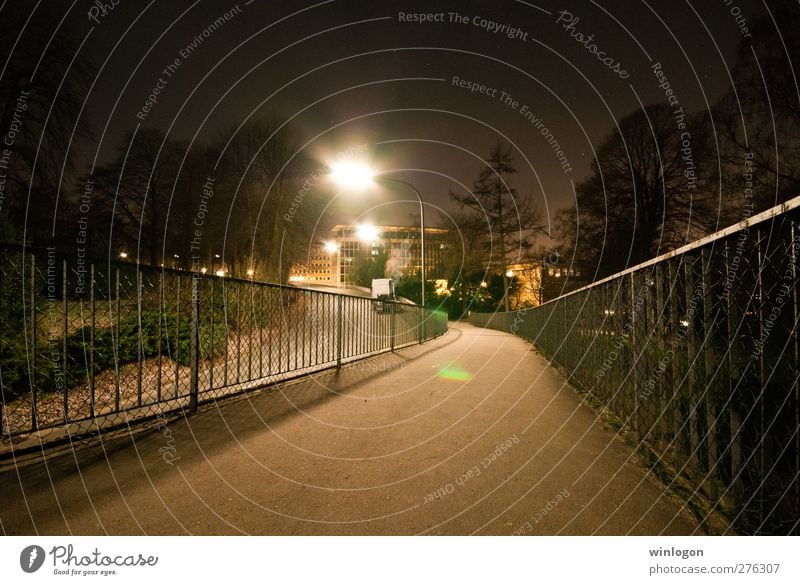 Bridge at night Architecture Park Wuppertal cash investments Town House (Residential Structure) Transport Traffic infrastructure Road traffic Motoring Cycling