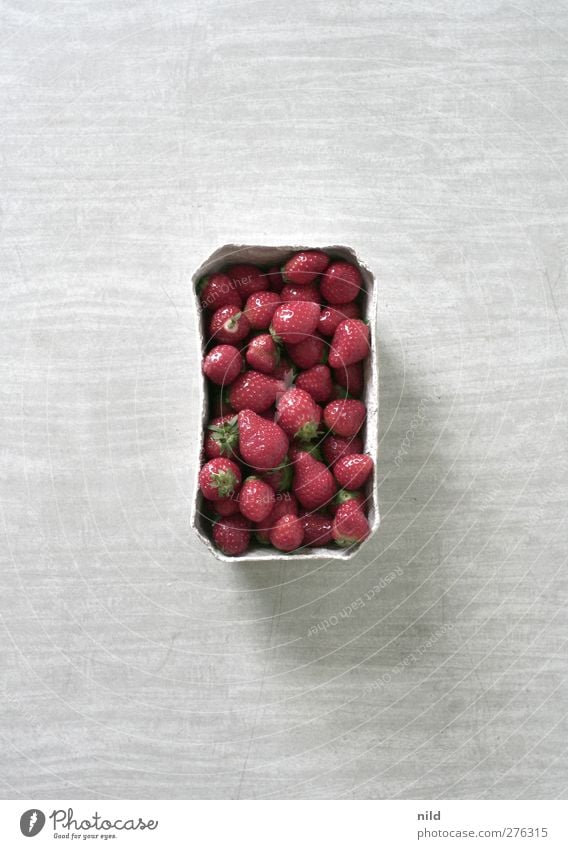 Strawberries on dining table Food Fruit Strawberry Nutrition Organic produce Fresh Healthy Delicious Sweet Red Bowl Dinner table Gray Geometry Rectangle Frame