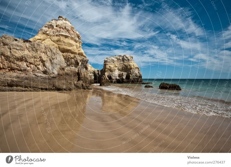 Praia de Rocha Landscape Earth Sky Clouds Summer Beautiful weather Waves Coast Ocean Relaxation Contentment Joie de vivre (Vitality) Vacation & Travel Rock