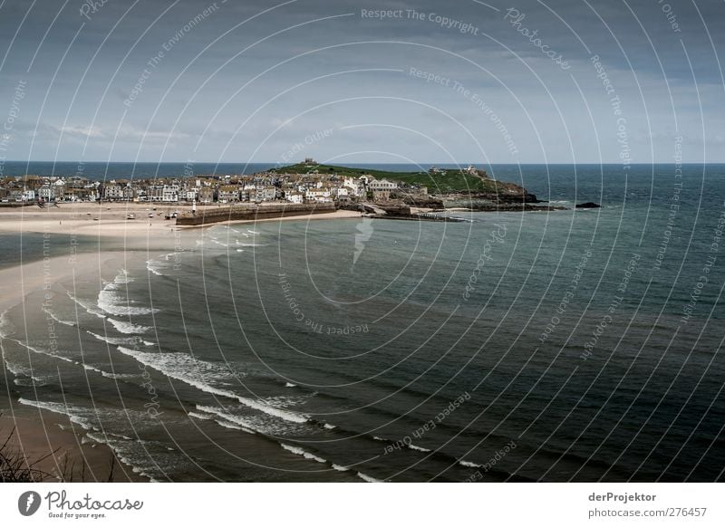 St. Ives Cornwall Ocean Nature Beautiful weather Waves Coast Fishing village Tourist Attraction Old Wet Natural Blue Curiosity Joie de vivre (Vitality) Moody