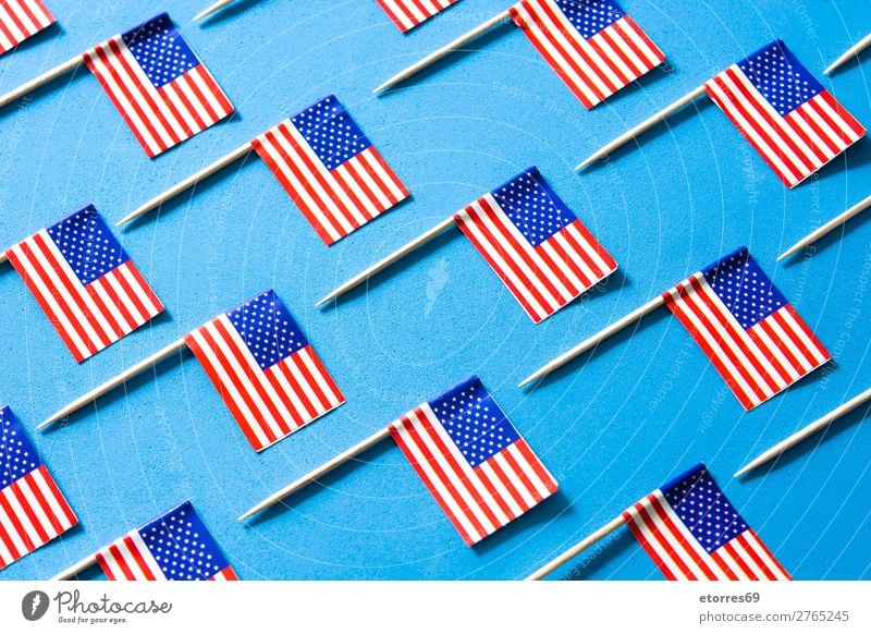 USA flags pattern on blue background. Sign Stripe Flag Blue Red White American Flag Patriotism Independence Day Pattern Background picture Veteran's Memorial