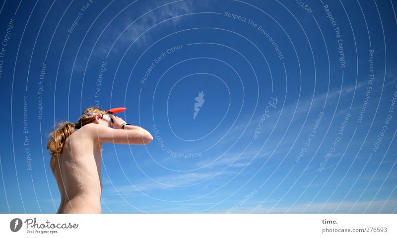 Hiddensee | ready for take-off Human being Masculine Young man Youth (Young adults) Skin Back Arm 1 Sky Clouds Beautiful weather Beach Blonde Braids