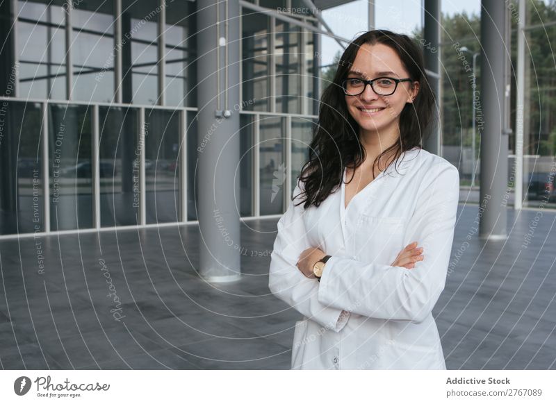 Woman in whites at modern building Laboratory Work and employment Science & Research Building Modern Contemporary Human being Scientist Medication Chemistry